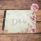 Gematigd fijn roze Roos Lily Green - details Informatiekaartje