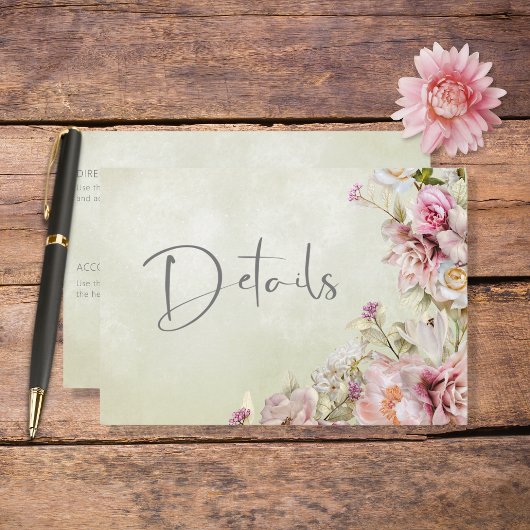 Gematigd fijn roze Roos Lily Green - details Informatiekaartje