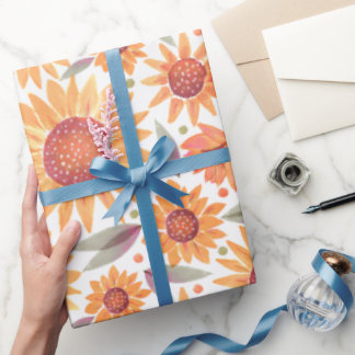 Gematigd geel en gekleurd zonnescherm cadeaupapier