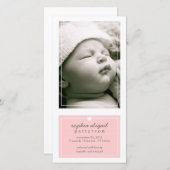 Gematigd gewoon meisje met geboorte Roze aankondig Aankondiging (Voorkant / Achterkant)