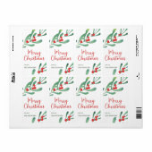 Gematigd Holly Kerstmis op maat Etiket (Full Sheet)