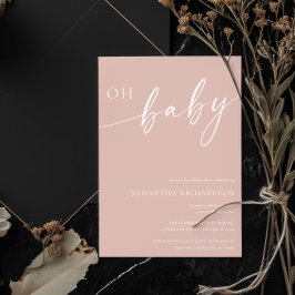 Gematigd, lichtroze Oh Baby girl baby shower Kaart