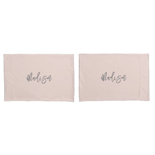 Gematigd meisje Blush Roze Persoonlijke Monogram N Kussensloop (Voorkant-Set)