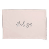Gematigd meisje Blush Roze Persoonlijke Monogram N Kussensloop (Voorkant-Links)