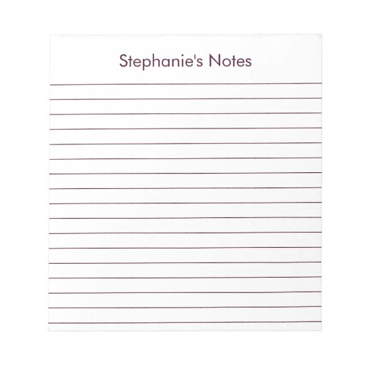 Gematigd Rood Bruin Gepersonaliseerd Notitieblok (Voorkant)