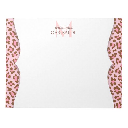 Gematigd Roze Choco Animal Print Girly aangepast Notitieblok (Voorkant)