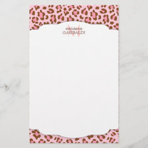 Gematigd Roze Choco Animal Print Girly op maat gem Briefpapier