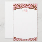 Gematigd Roze Choco Animal Print Girly op maat gem Briefpapier (Voorkant / Achterkant)