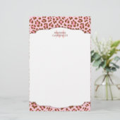 Gematigd Roze Choco Animal Print Girly op maat gem Briefpapier (Staand voorkant)