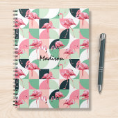 Gematigd Roze Flamingo Geometric Girly Persoonlijk Notitieboek