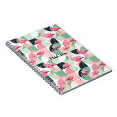 Gematigd Roze Flamingo Geometric Girly Persoonlijk Notitieboek (Rechterzijde)