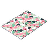 Gematigd Roze Flamingo Geometric Girly Persoonlijk Notitieboek (Linkerzijde)