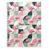 Gematigd Roze Flamingo Geometric Girly Persoonlijk Notitieboek (Voorkant)