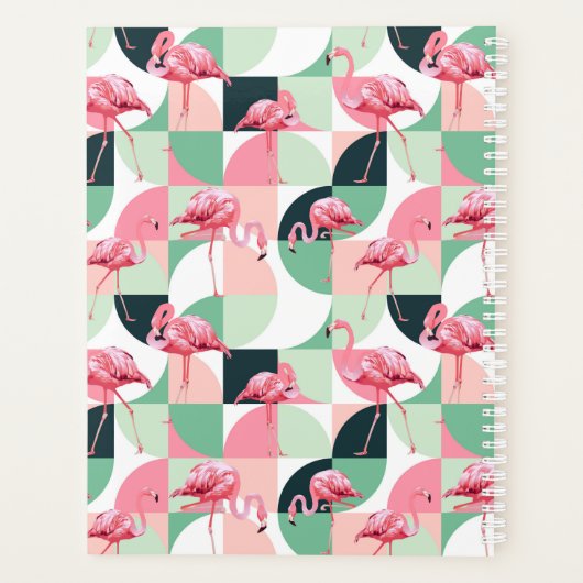 Gematigd Roze Flamingo Geometric Girly Persoonlijk Planner (Achterkant)