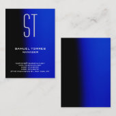 Gematigd simpel zwart monogram visitekaartje (Voorkant / Achterkant)