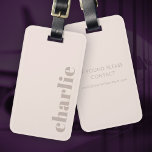 Gematigd, zeer licht, roze bruin bagagelabel<br><div class="desc">Moderne,  minimale bagagelabel met uw douanenaam of tekst die verticaal aan het recht op een zeer lichte,  gemuteerde roze achtergrond wordt gericht.</div>