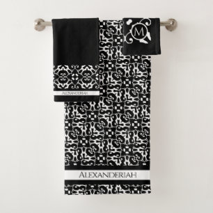 Gematigd zwart-wit abstract demask bad handdoek