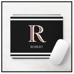 Gematigd Zwart Witte Persoonlijke Monogram Naam Muismat<br><div class="desc">Deze unieke MUISMAT is voorzien van een drie kleuren-monogram - kijk goed en je ziet het zelf. Dit wordt geplaatst tegen een zwarte achtergrond. Om het even welke ontwerpvragen,  verzend enkel een e-mail naar charmdesignstudio@rcn.com en wij zullen opgetogen zijn om bij te staan.</div>