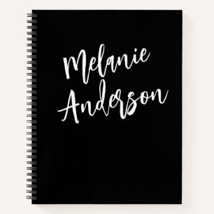 Gematigd Zwart Witte Persoonlijke Monogram Naam Notitieboek