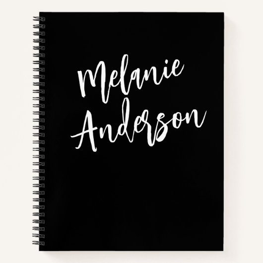 Gematigd Zwart Witte Persoonlijke Monogram Naam Notitieboek (Voorkant)