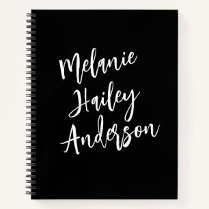 Gematigd Zwart Witte Persoonlijke Monogram Naam Notitieboek