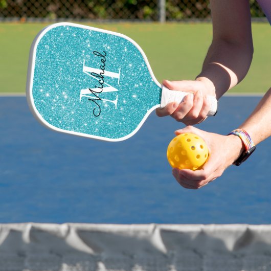Gematigde Blauwe Monogram Persoonlijke Naam Pickleball Paddle (Insitu)