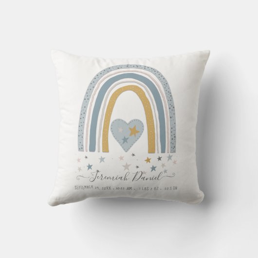 Gematigde blauwe regenboogjongen kussen (Achterkant)