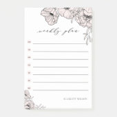 Gematigde Blush Pink Flowers Weekly Plan Notes (Voorkant)