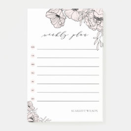 Gematigde Blush Pink Flowers Weekly Plan Notes