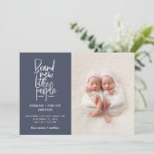 Gematigde geboorte van een tweeling baby aankondiging (Staand voorkant)