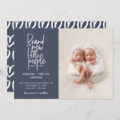 Gematigde geboorte van een tweeling baby aankondiging (Voorkant / Achterkant)