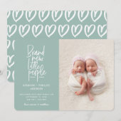 Gematigde geboorte van een tweeling baby aankondiging (Voorkant / Achterkant)