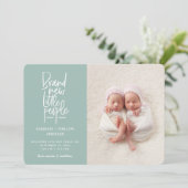 Gematigde geboorte van een tweeling baby aankondiging (Staand voorkant)