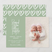 Gematigde geboorte van een tweeling baby aankondiging (Voorkant / Achterkant)