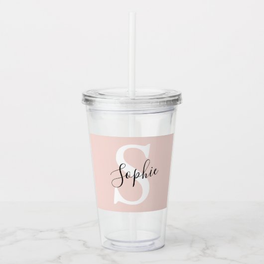 Gematigde gepersonaliseerde naam Monogram Pastel R Acryl Drinkbeker (Voorkant)