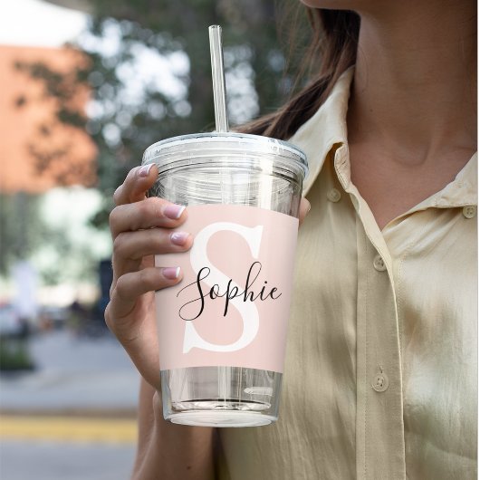 Gematigde gepersonaliseerde naam Monogram Pastel R Acryl Drinkbeker