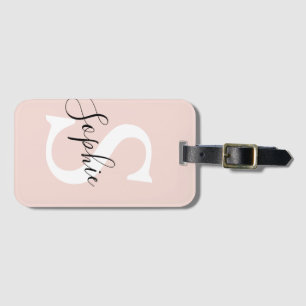 Gematigde gepersonaliseerde naam Monogram Pastel R Bagagelabel