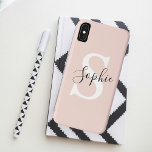 Gematigde gepersonaliseerde naam Monogram Pastel R Case-Mate iPhone Case<br><div class="desc">Gematigde gepersonaliseerde naam Monogram Pastel Roze</div>