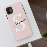 Gematigde gepersonaliseerde naam Monogram Pastel R Case-Mate iPhone Case<br><div class="desc">Gematigde gepersonaliseerde naam Monogram Pastel Roze</div>