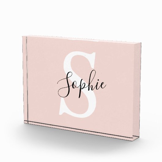 Gematigde gepersonaliseerde naam Monogram Pastel R Fotoblokken (Rechts)