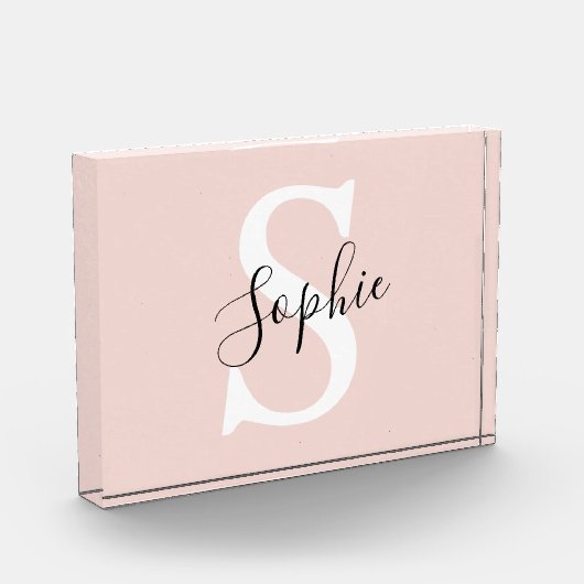 Gematigde gepersonaliseerde naam Monogram Pastel R Fotoblokken (Links)