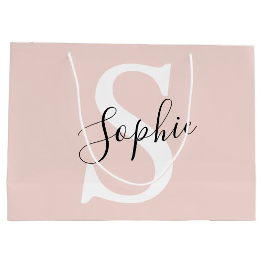 Gematigde gepersonaliseerde naam Monogram Pastel R Groot Cadeauzakje (Achterkant)