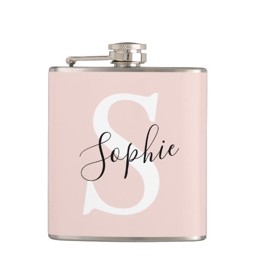 Gematigde gepersonaliseerde naam Monogram Pastel R Heupfles (Voorkant)