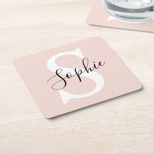 Gematigde gepersonaliseerde naam Monogram Pastel R Kartonnen Onderzetters (Schuin)