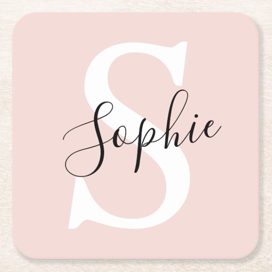 Gematigde gepersonaliseerde naam Monogram Pastel R Kartonnen Onderzetters (Voorkant)