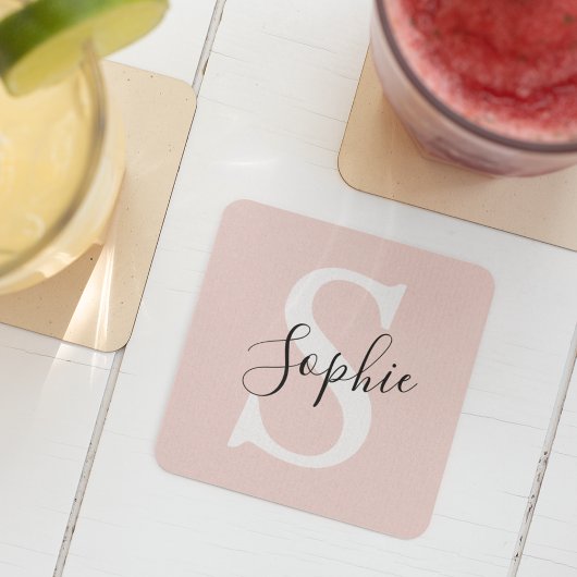 Gematigde gepersonaliseerde naam Monogram Pastel R Kartonnen Onderzetters
