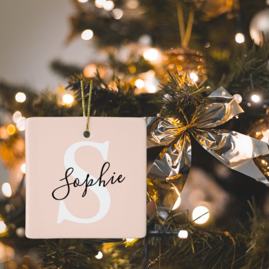 Gematigde gepersonaliseerde naam Monogram Pastel R Keramisch Ornament