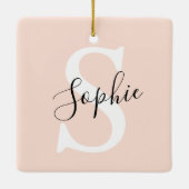Gematigde gepersonaliseerde naam Monogram Pastel R Keramisch Ornament (Achterkant)