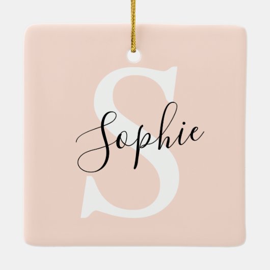 Gematigde gepersonaliseerde naam Monogram Pastel R Keramisch Ornament (Achterkant)