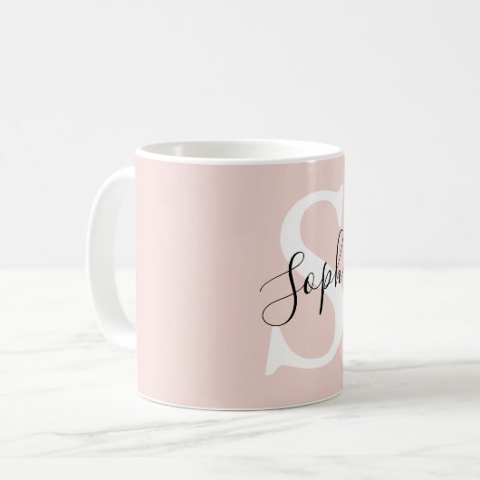 Gematigde gepersonaliseerde naam Monogram Pastel R Koffiemok (Voorkant links)